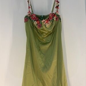 Green Floral Embroidered Dress